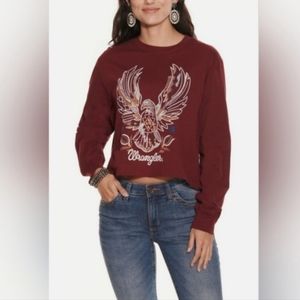 (Sold)*NWT* " WRANGLER RETRO " WOMEN'S CROPPED PHOENIX LONG SLEEVE- WINE RED